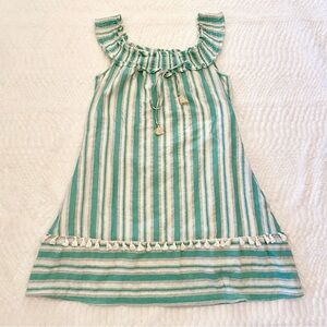 COVERSTITCHED Cotton Sleeveless Tassel Shift Dress Womens L Coastal Beach Summer